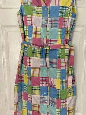 Brooks Brothers Multicolor Patchwork Plaid Cotton Dress with Belt